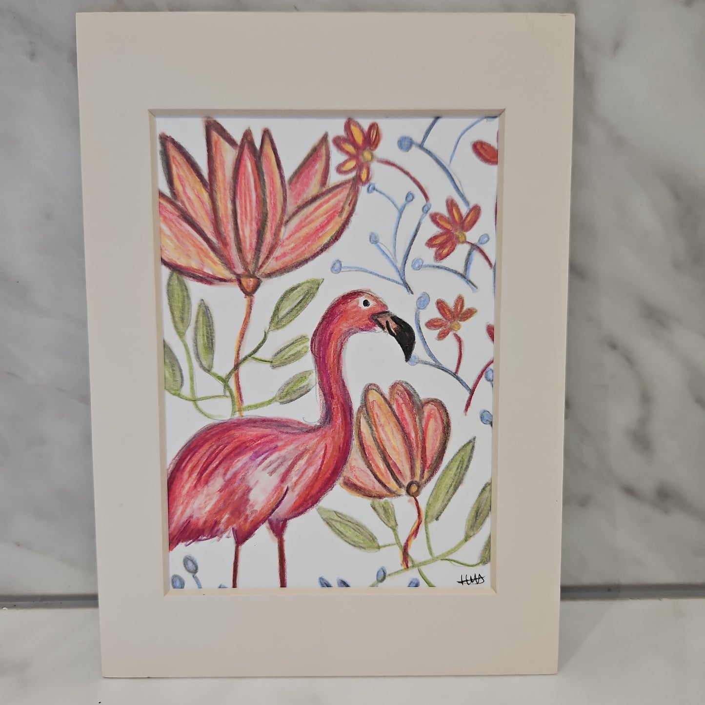 Floral flamingo illustration