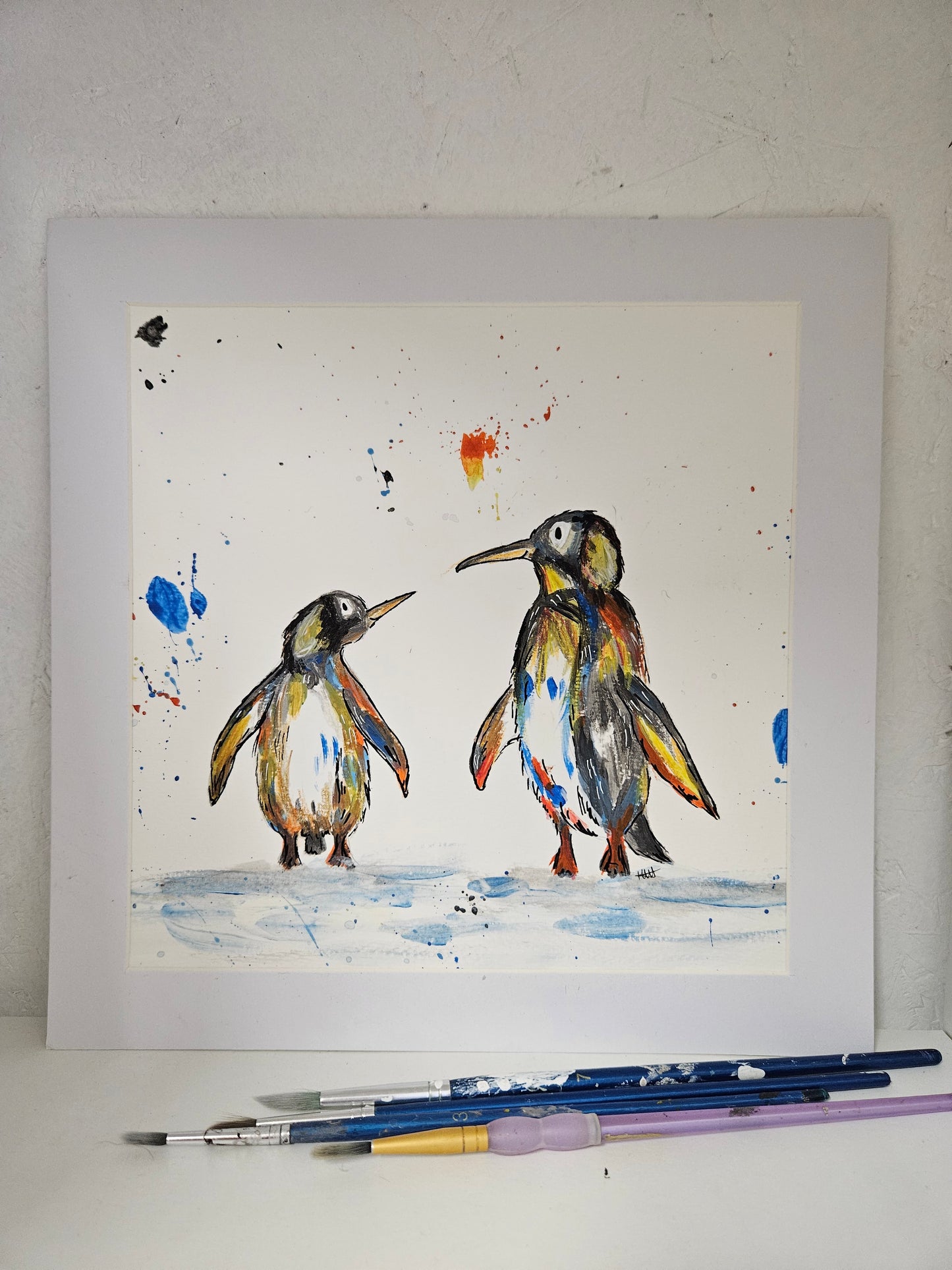 Penguins 'Tinks and Penelope' original painting
