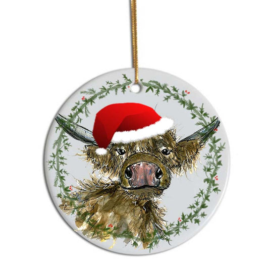 Buttons highland cow Christmas tree decoration