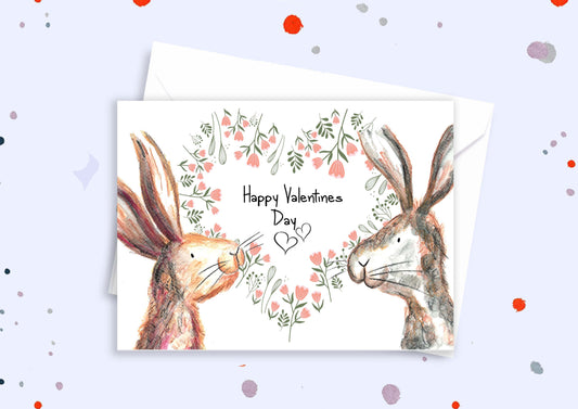 Valentines hare A5 card