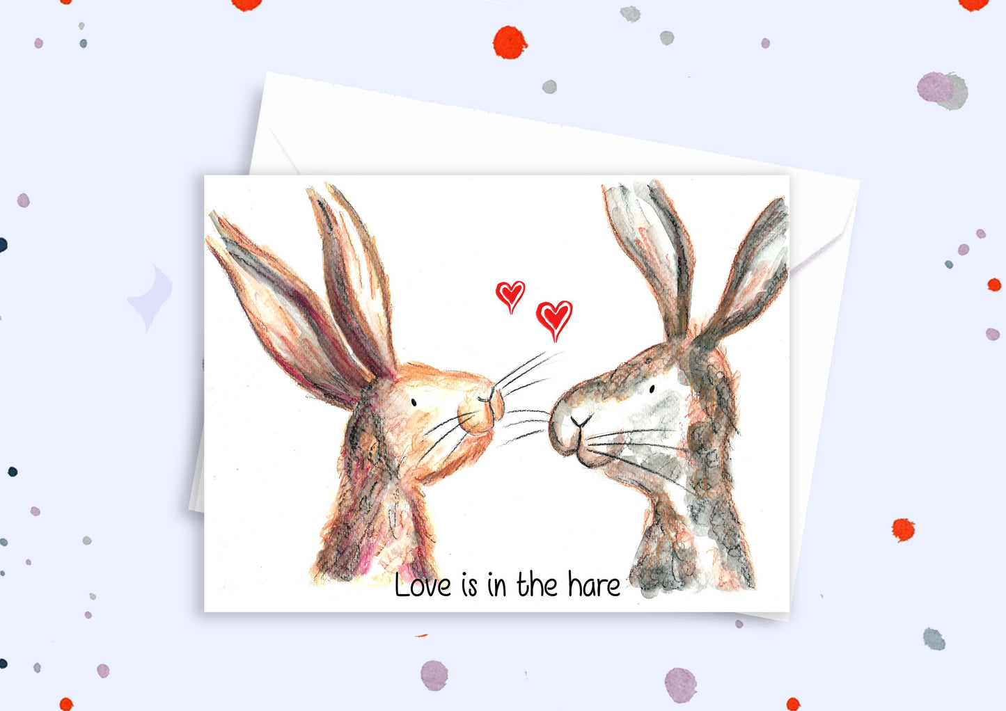 Valentines 'Love is in the hare' A5 card