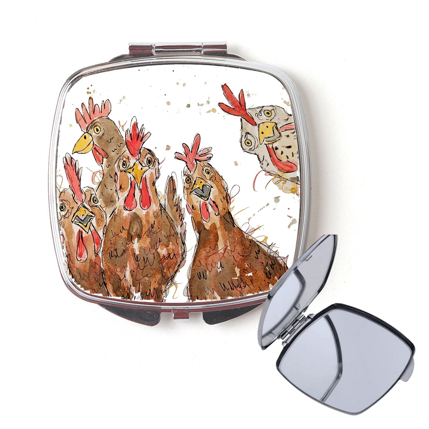 Chickens compact mirror