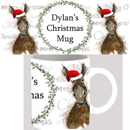 Christmas donkey mug personalised