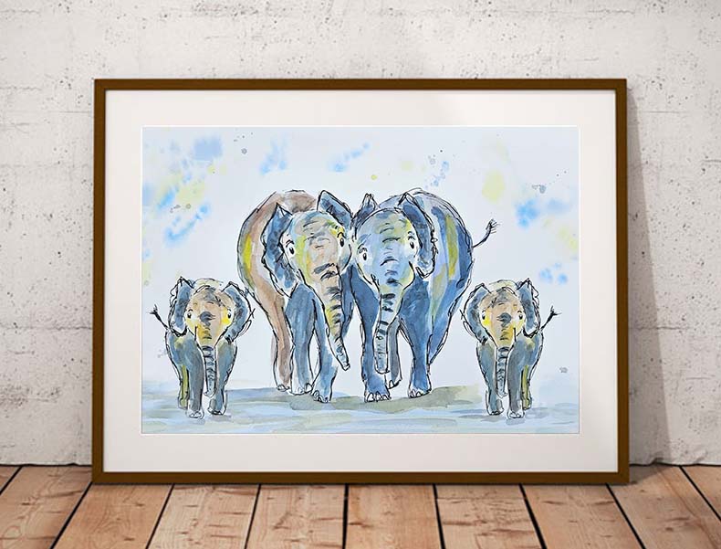 Elephants (4) fine art print