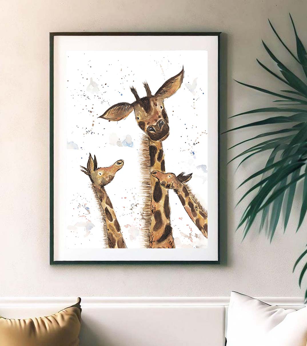 A3 Giraffe family fine art print