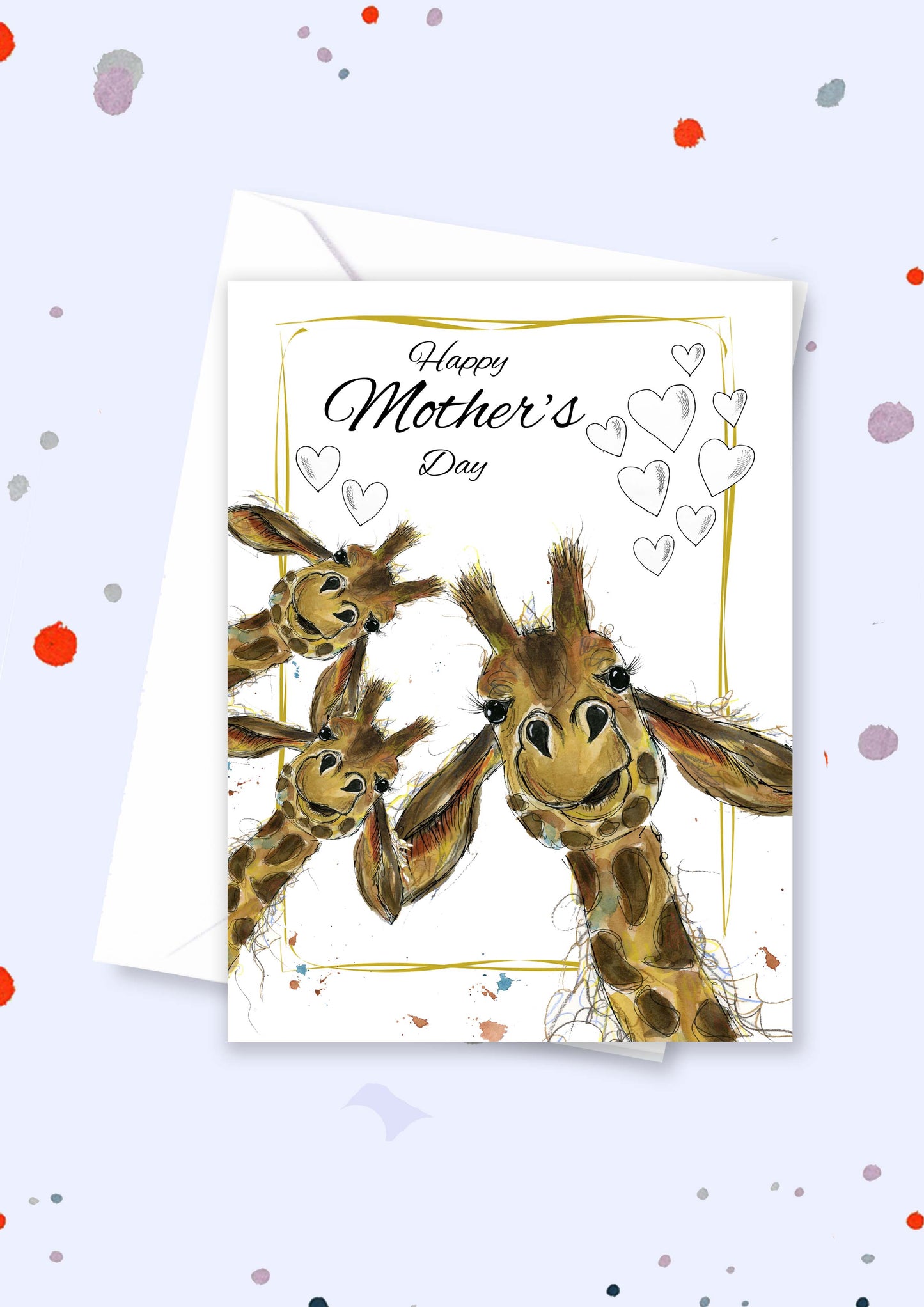 Mother's day giraffe A5 card