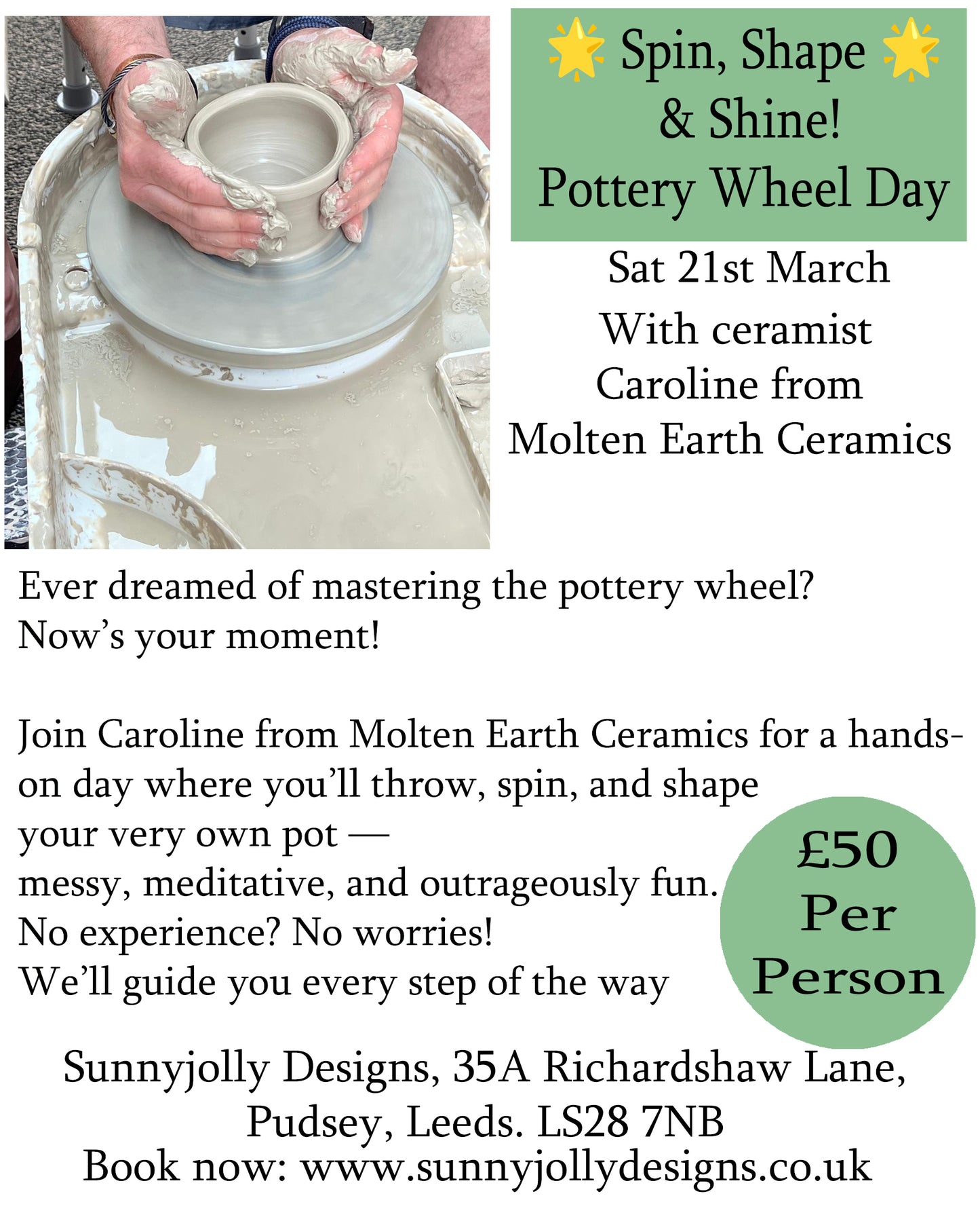 π Spin, Shape & Shine! Pottery Wheel Day π- Saturday 21st March