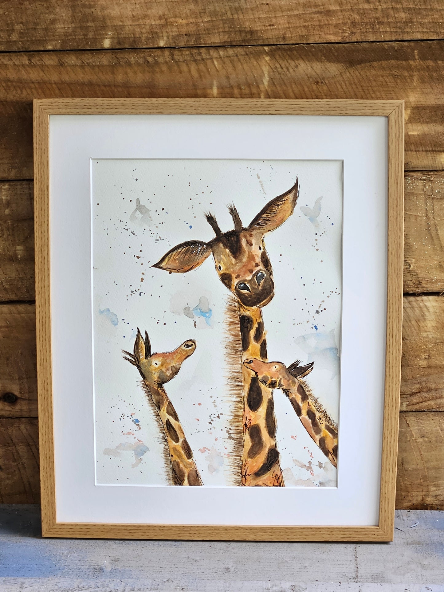 Giraffe family original painting