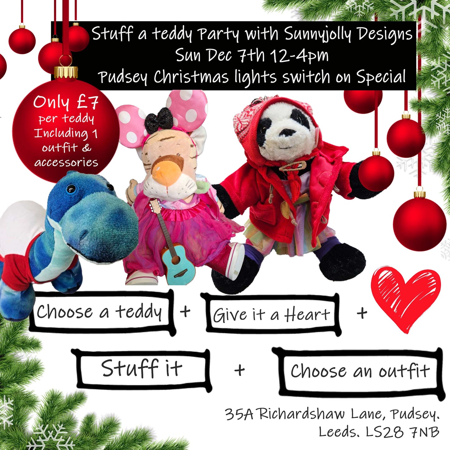Sun Dec 7th 12-4pm Pudsey Christmas lights stuff a bear special