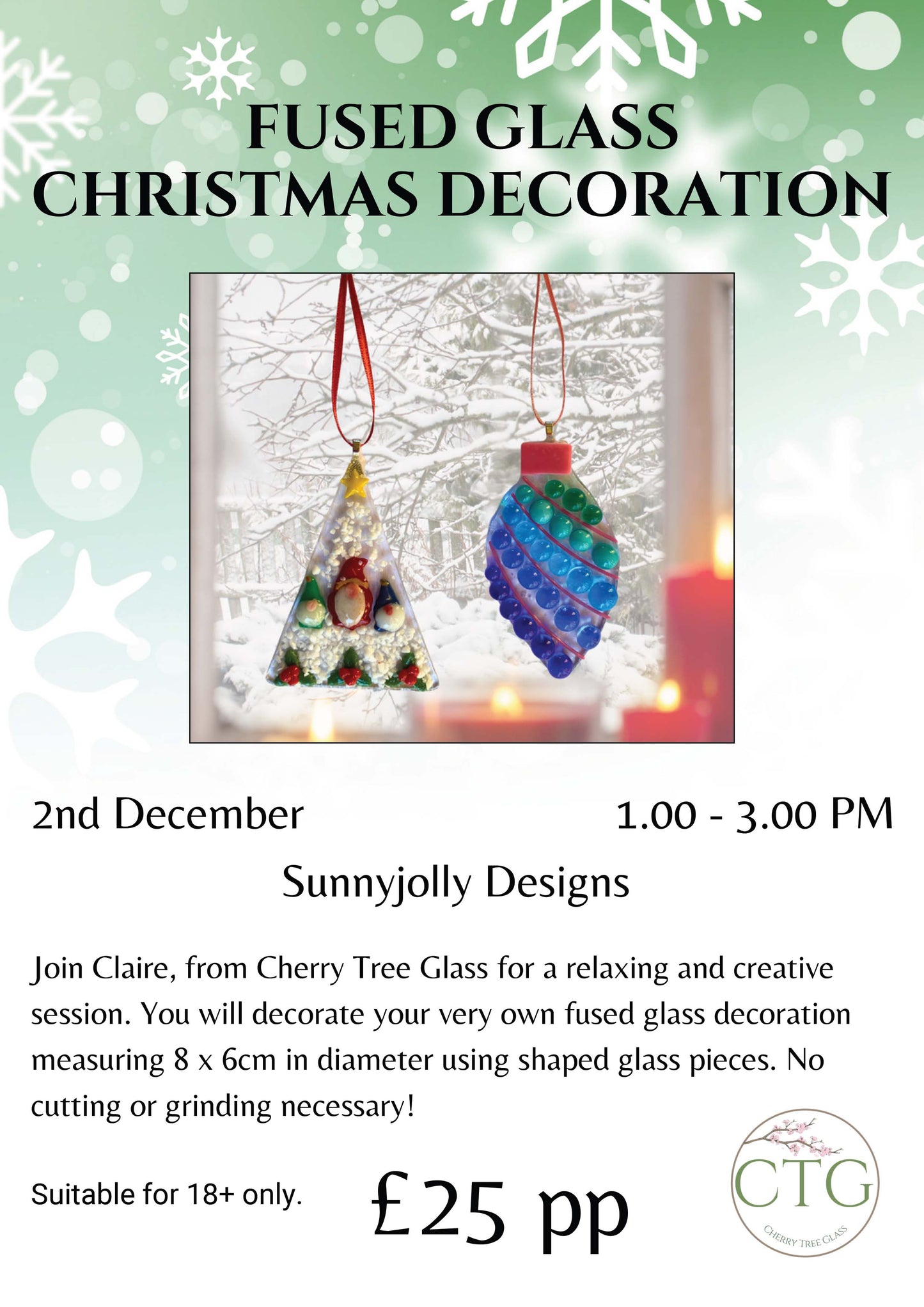Meet & Make adult social group- fused glass Christmas decoration workshop- Wed 2nd Dec 1-3pm