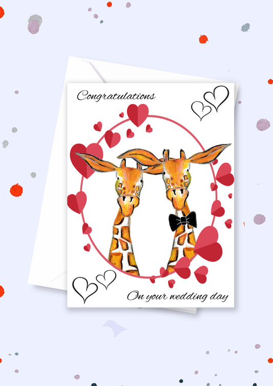 Wedding day giraffe A5 card