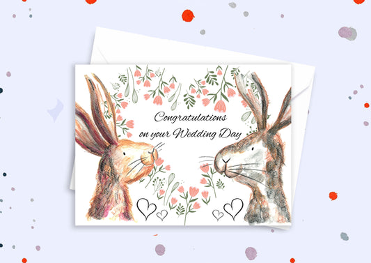 Wedding day hare A5 card