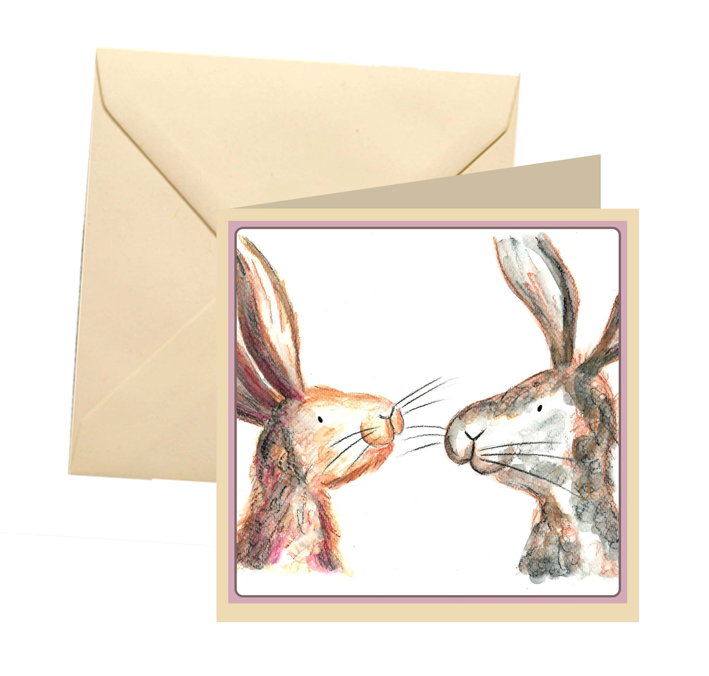 Mia and Oscar rabbits blank card