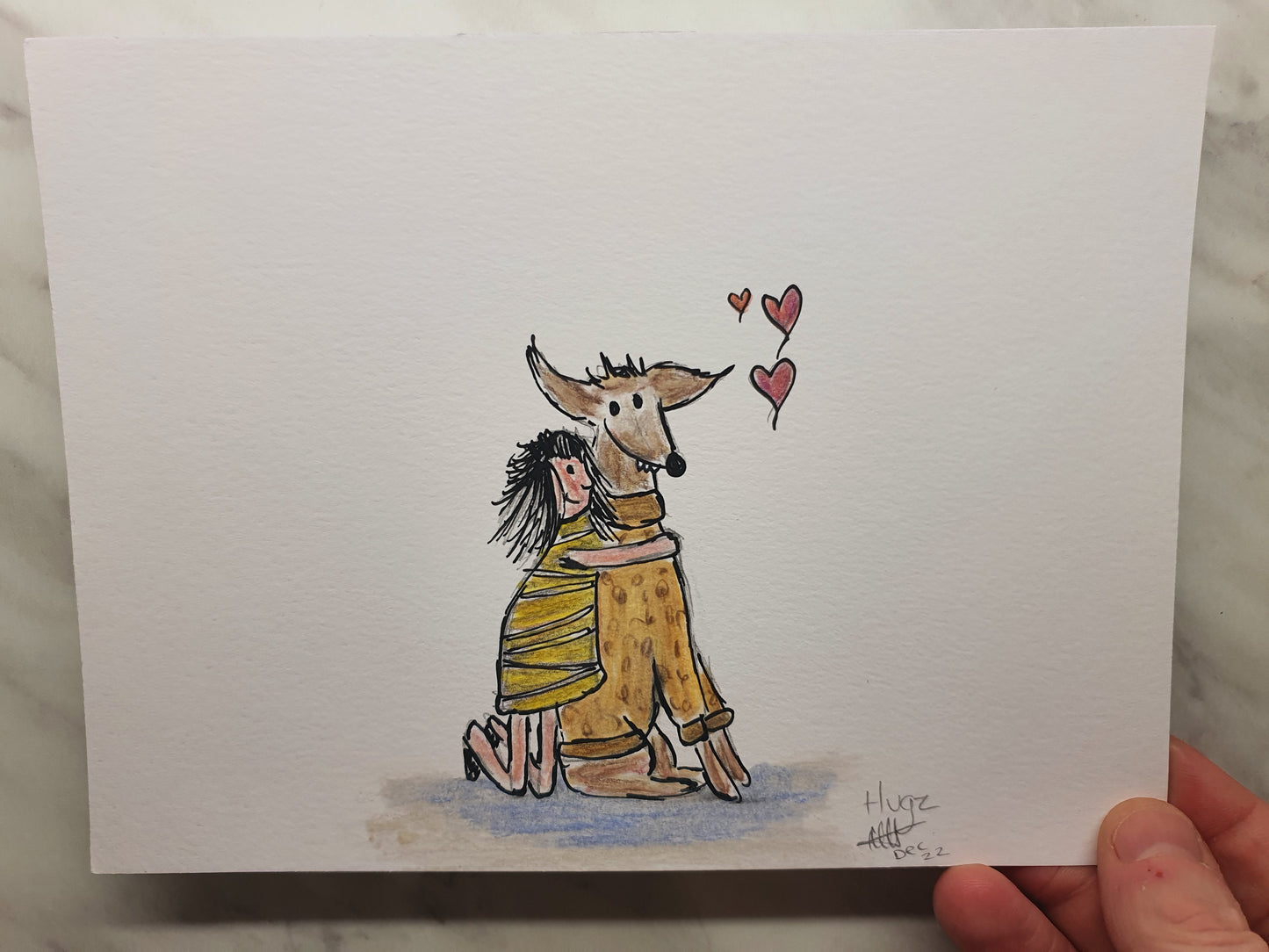 Dog hugz illustration