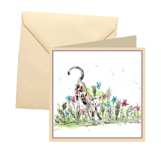 Meadow cat blank card