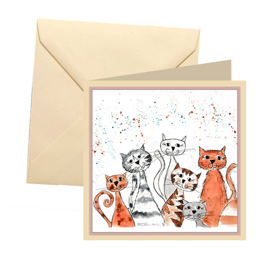 Crazy cats blank card