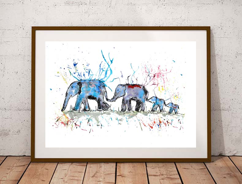 Elephant family fine art print