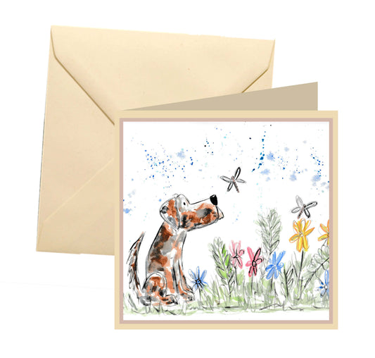 Dog meadow blank card