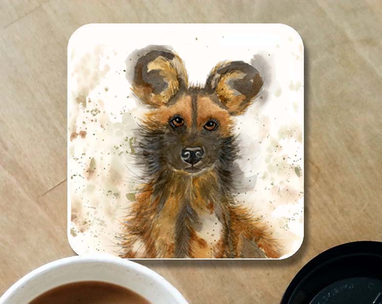 African painted dog coaster
