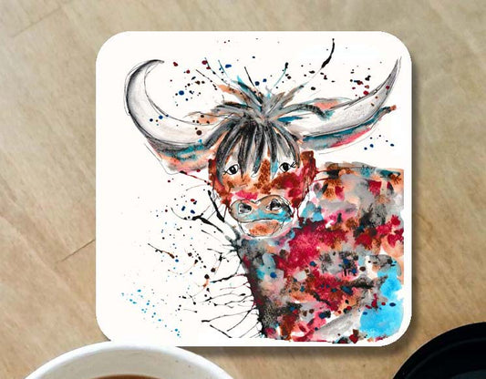 Highland cow 'Clarice' coaster