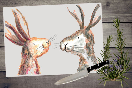 Mia and Oscar rabbit chopping board / Worktop saver