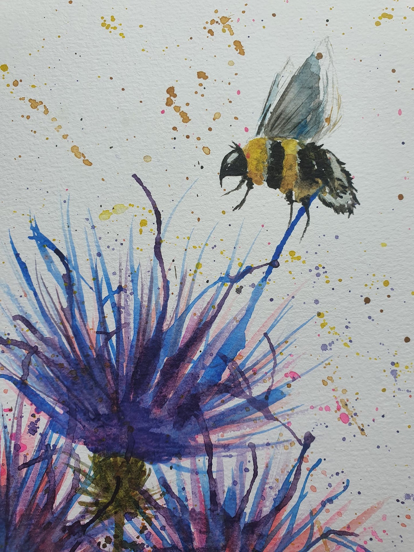Bee and Thistles original painting