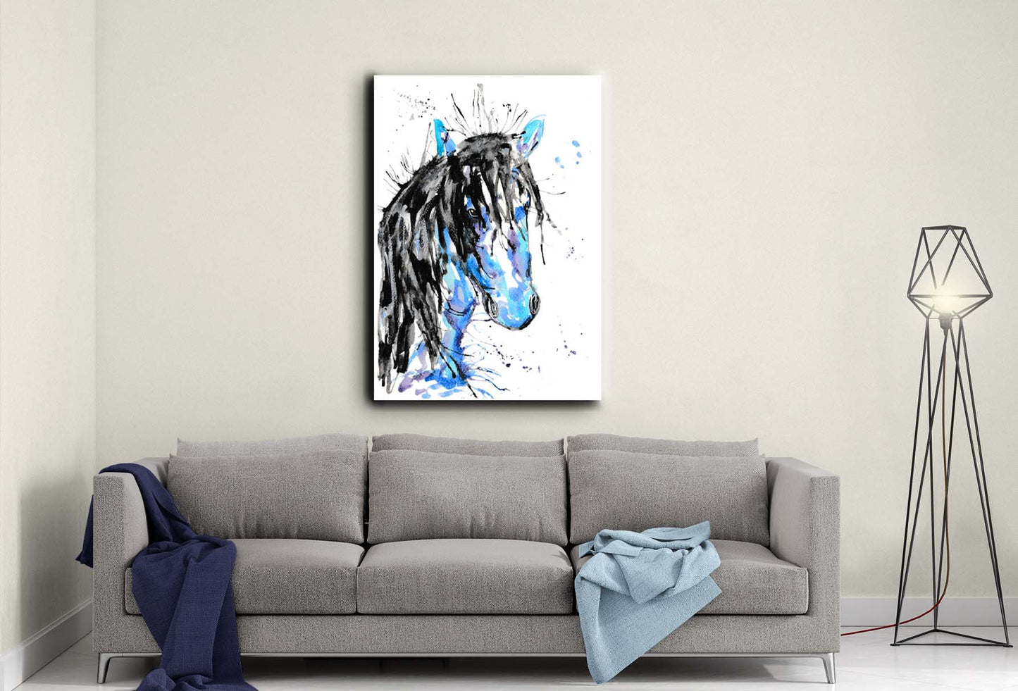 Blue Horse canvas- Ready to hang