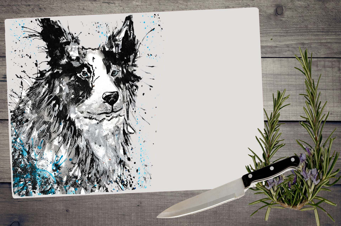 Border collie chopping board / Worktop saver