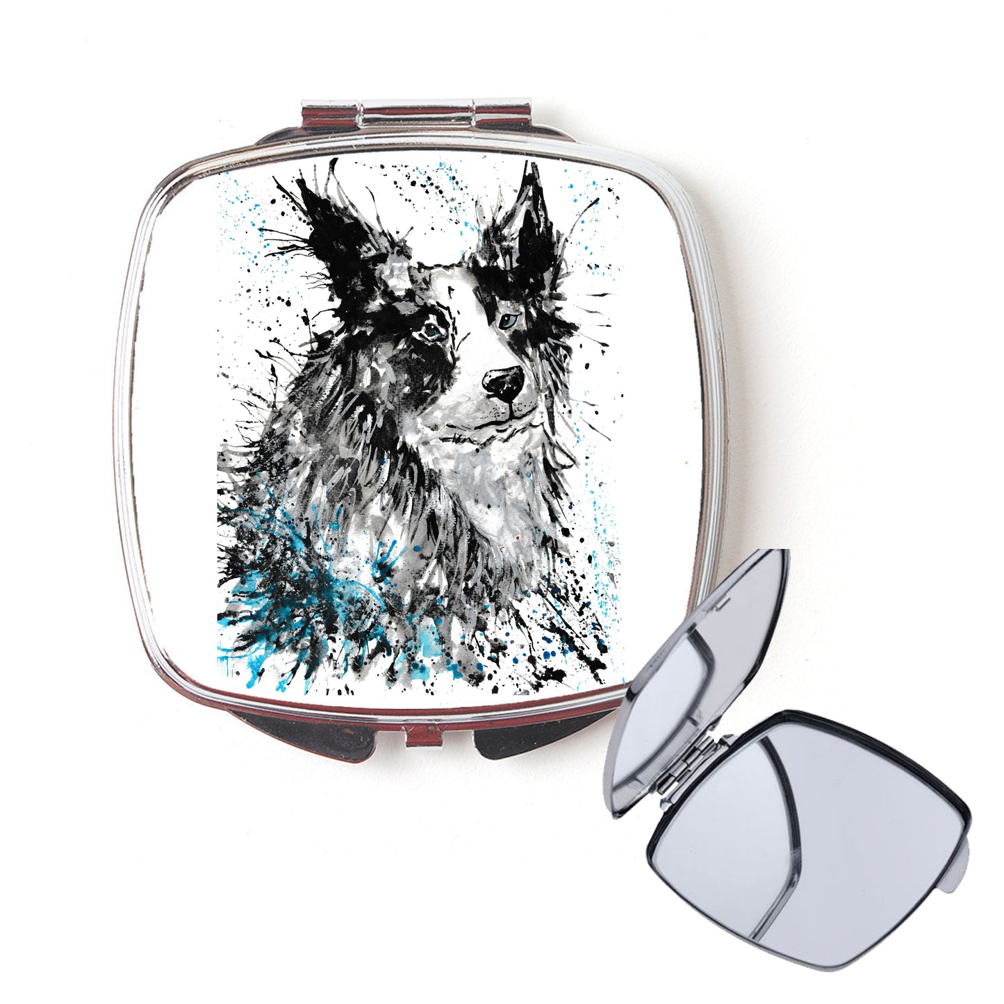 Border collie compact mirror