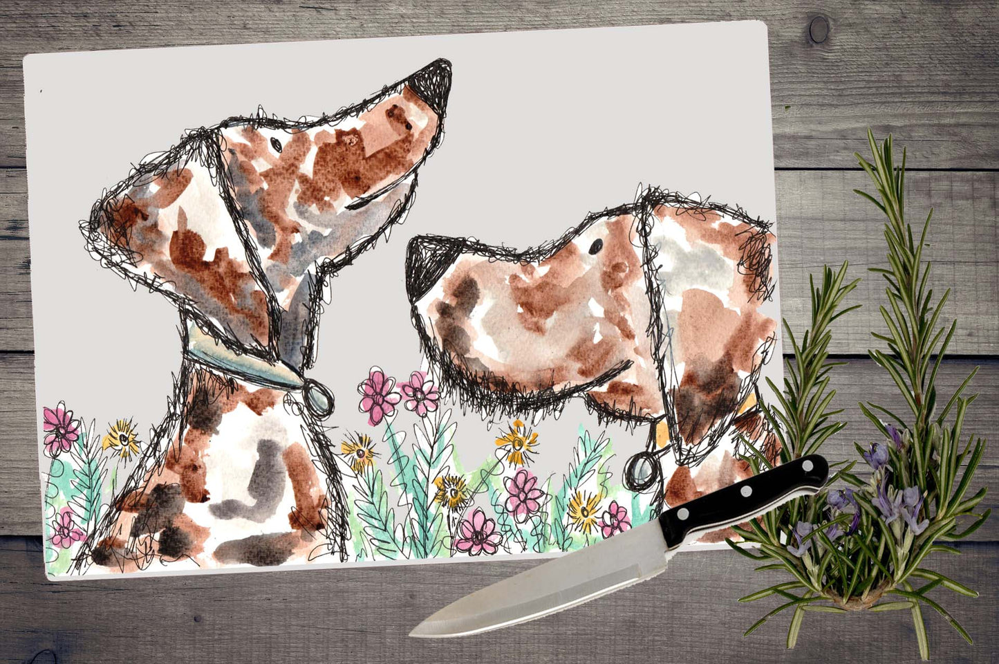 Dexter and Pebbles chopping board / Worktop saver