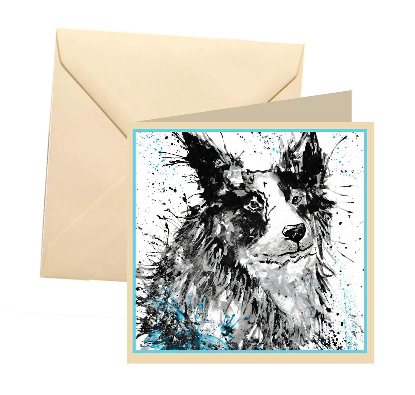 Border collie blank card
