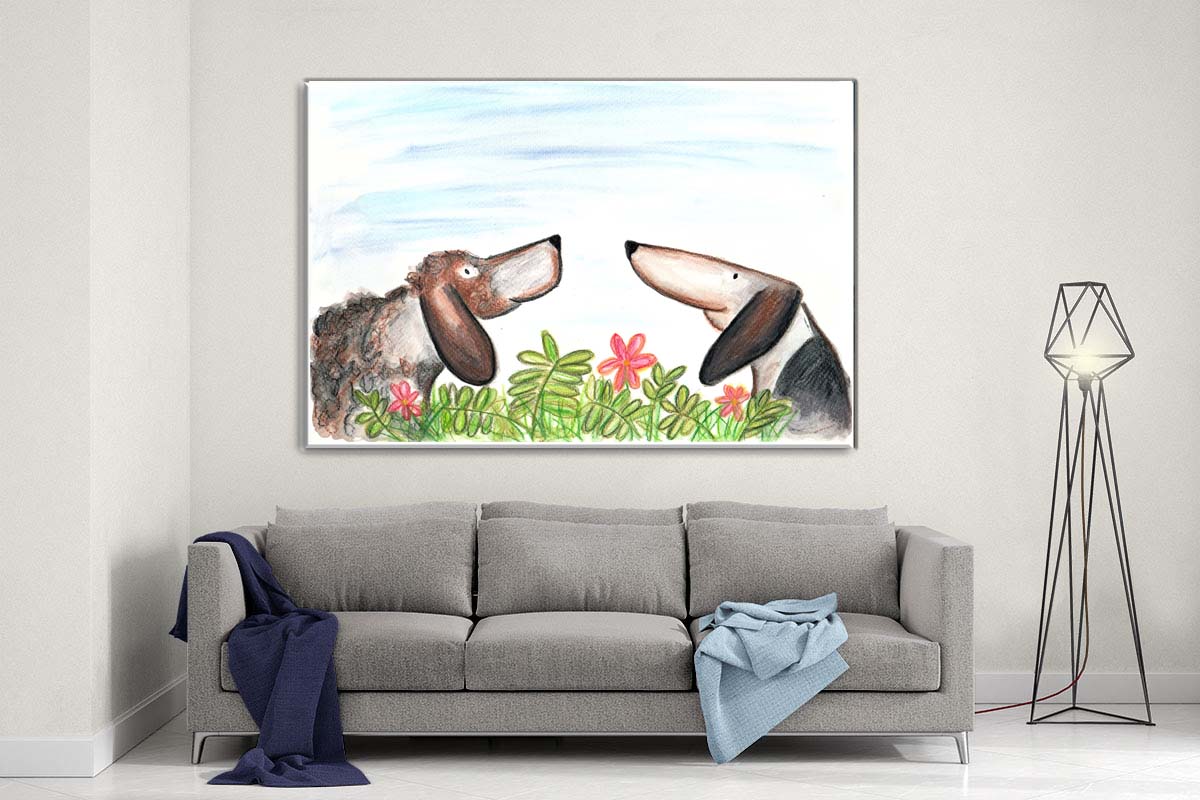 Dylan and Isabelle dogs canvas- Ready to hang