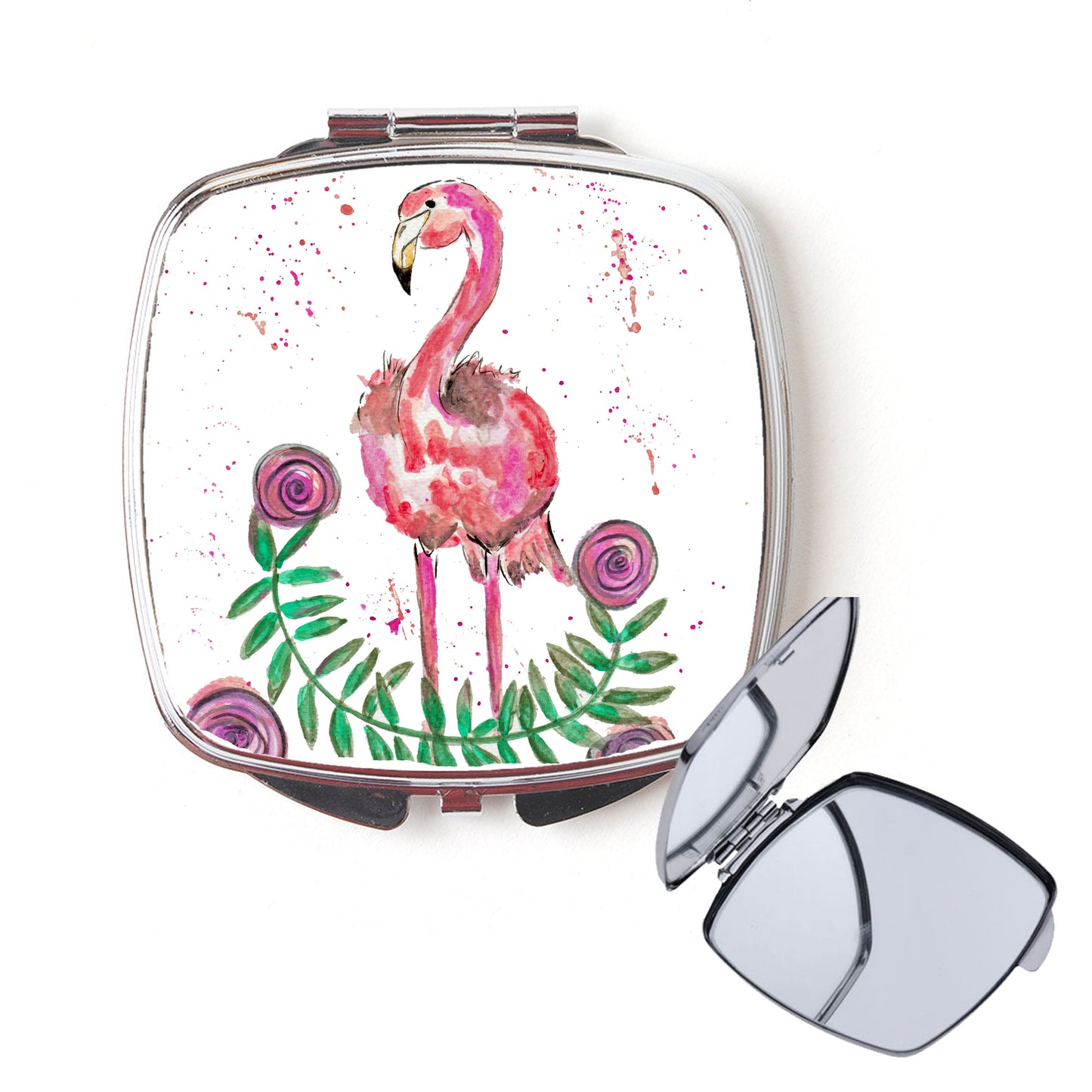 Flamingo compact mirror