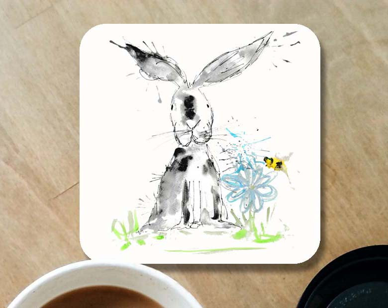 Grey rabbit coaster