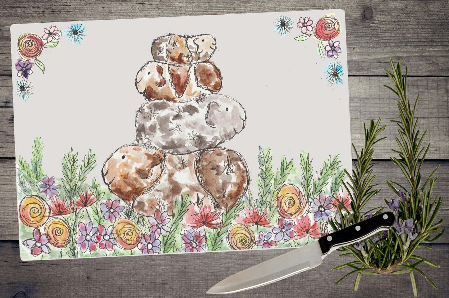 Guinea pig pile chopping board / Worktop saver