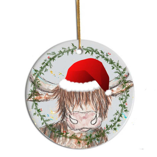 Highland cow Christmas tree decoration