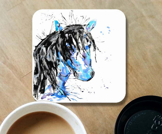 Blue horse coaster