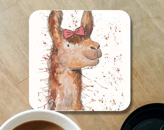 Llama (hair bow) coaster