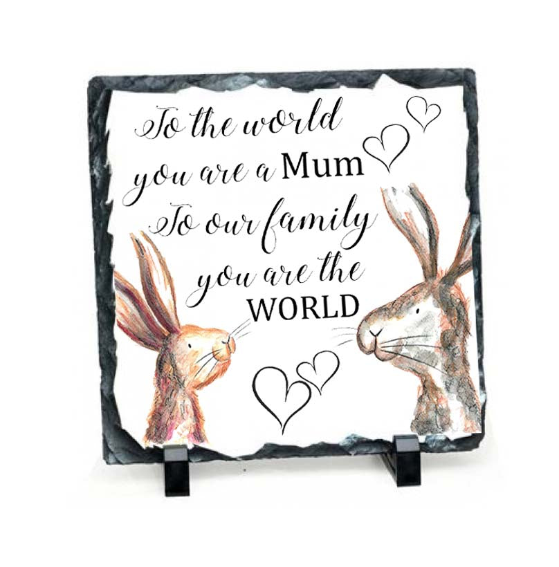 Mum rabbit slate plaque
