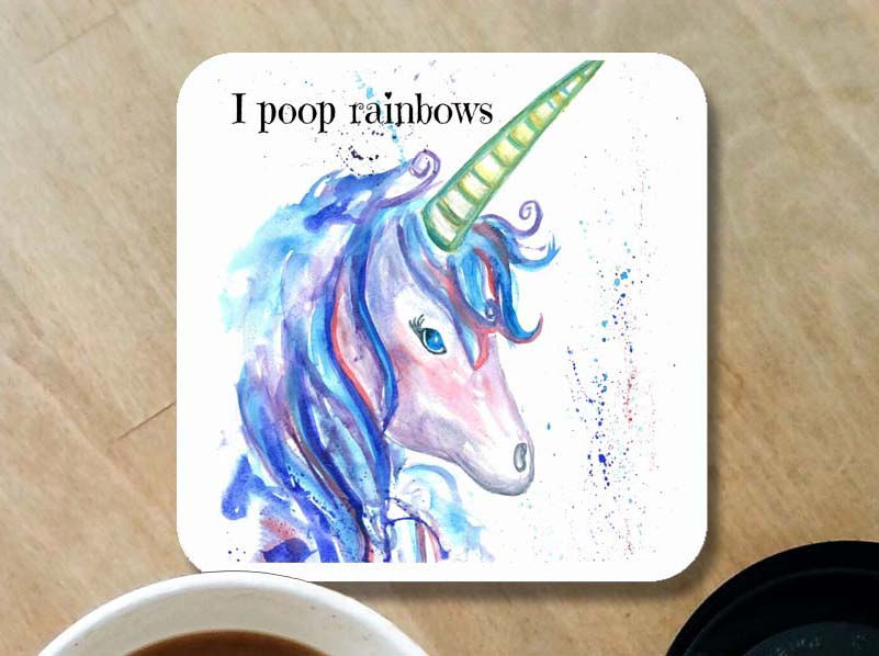 Unicorn 'quote' coaster