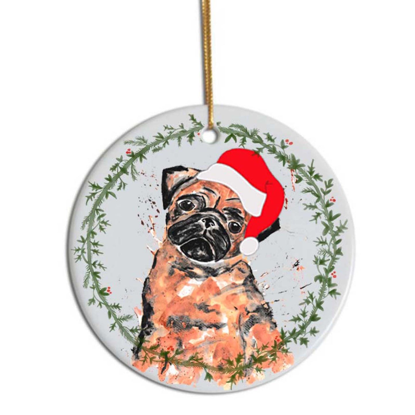 Pug Christmas tree decoration
