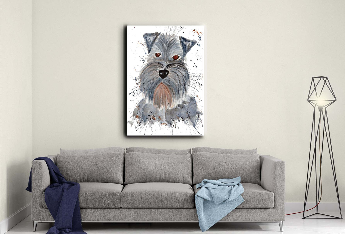 Schnauzer dog canvas- Ready to hang