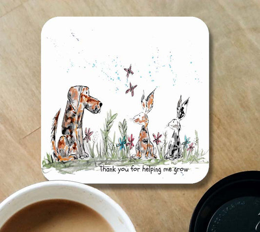 Teacher 'dog and rabbit' coaster