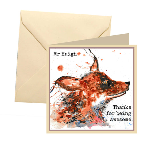 Teacher card personalised