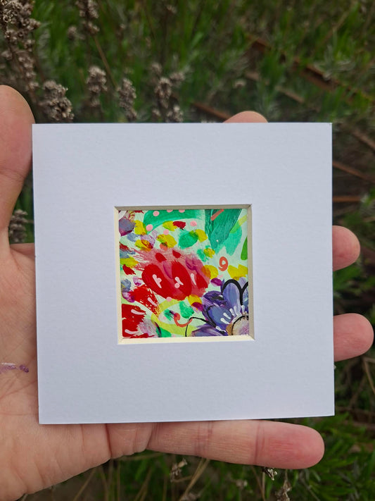 Vibrant floral original in white mount #1