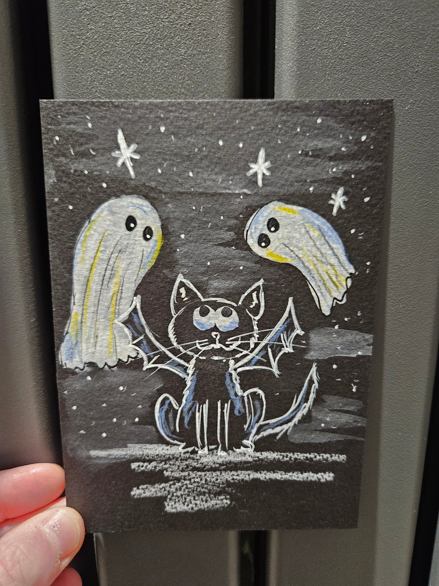 Batcat and ghosts illustration