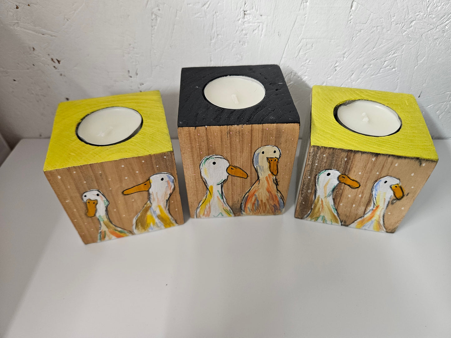 Duck trio of tealight candle holders