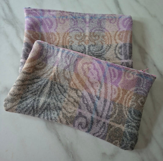 Handmade pastel tartan zip pouches