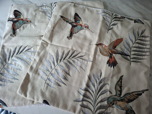 Handmade embroidered hummingbird cushion cover
