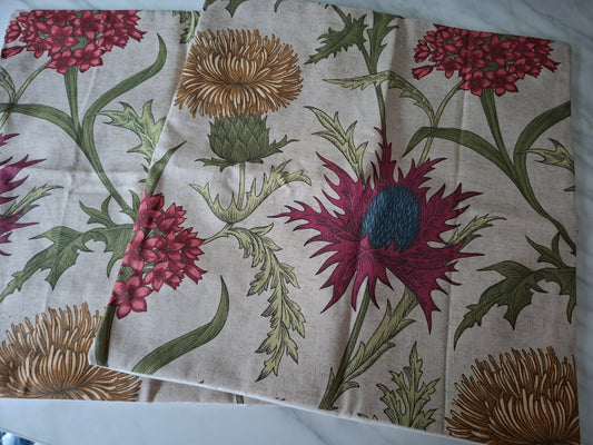 Handmade thistle floral cushion cover
